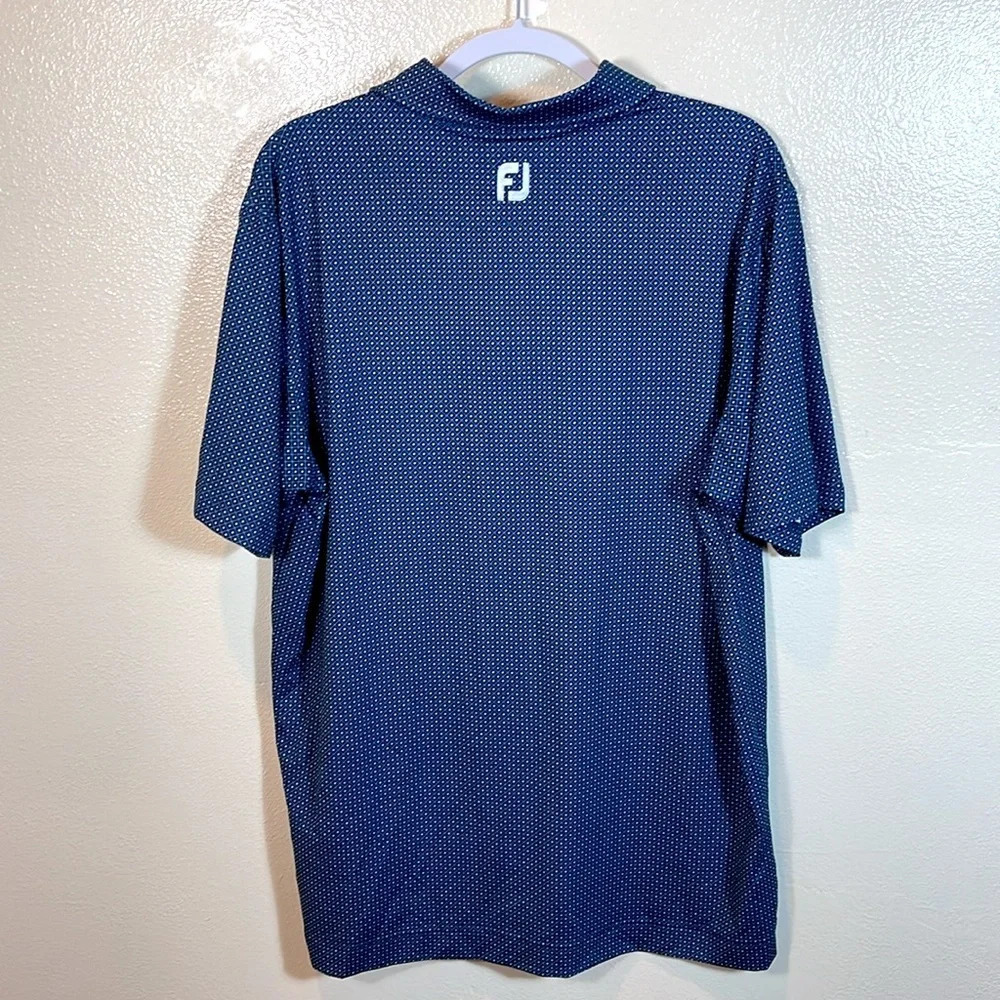 FootJoy Dot Geo Lisle Men's polo in blue size Large - Picture 2 of 11